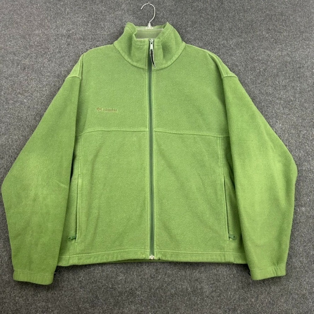 Columbia Men's Fleece Jacket Athletic Performance Full Zip Green Size XL Outdoor
